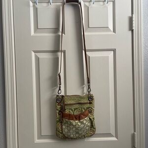 Fossil cross body Green Patterned Purse